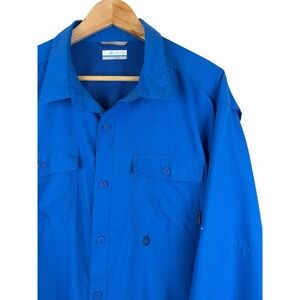 Columbia Omni Shade Men's Long Sleeve Shirt Bright Indigo 40 UPF Size XL
